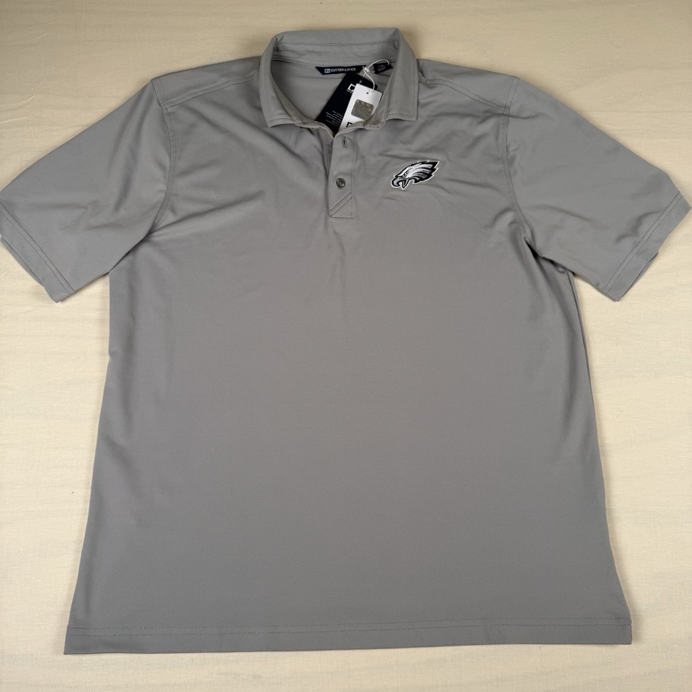 NEW Cutter & Buck Philadelphia Eagles Virtue Eco Pique Polo Gray Men’s L NFL